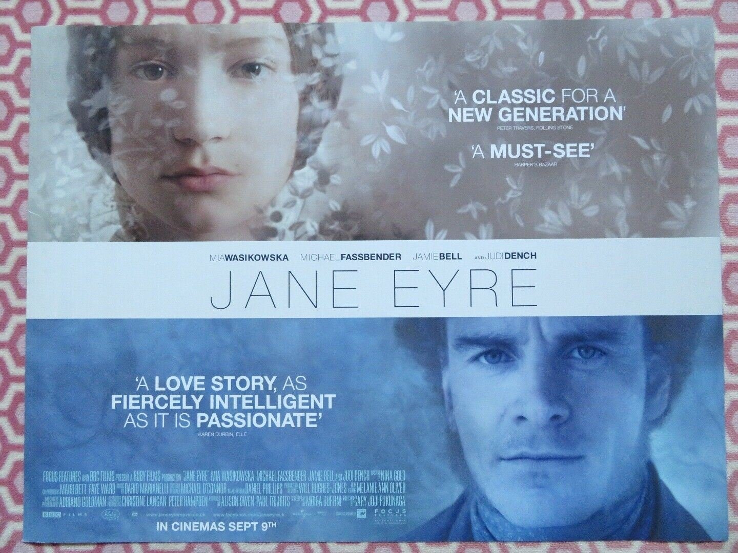 JANE EYRE QUAD (30"x 40") ROLLED POSTER MIA WASIKOWKA MICHAEL FASSBENDER 2011 Rendezvous Cinema Movie posters