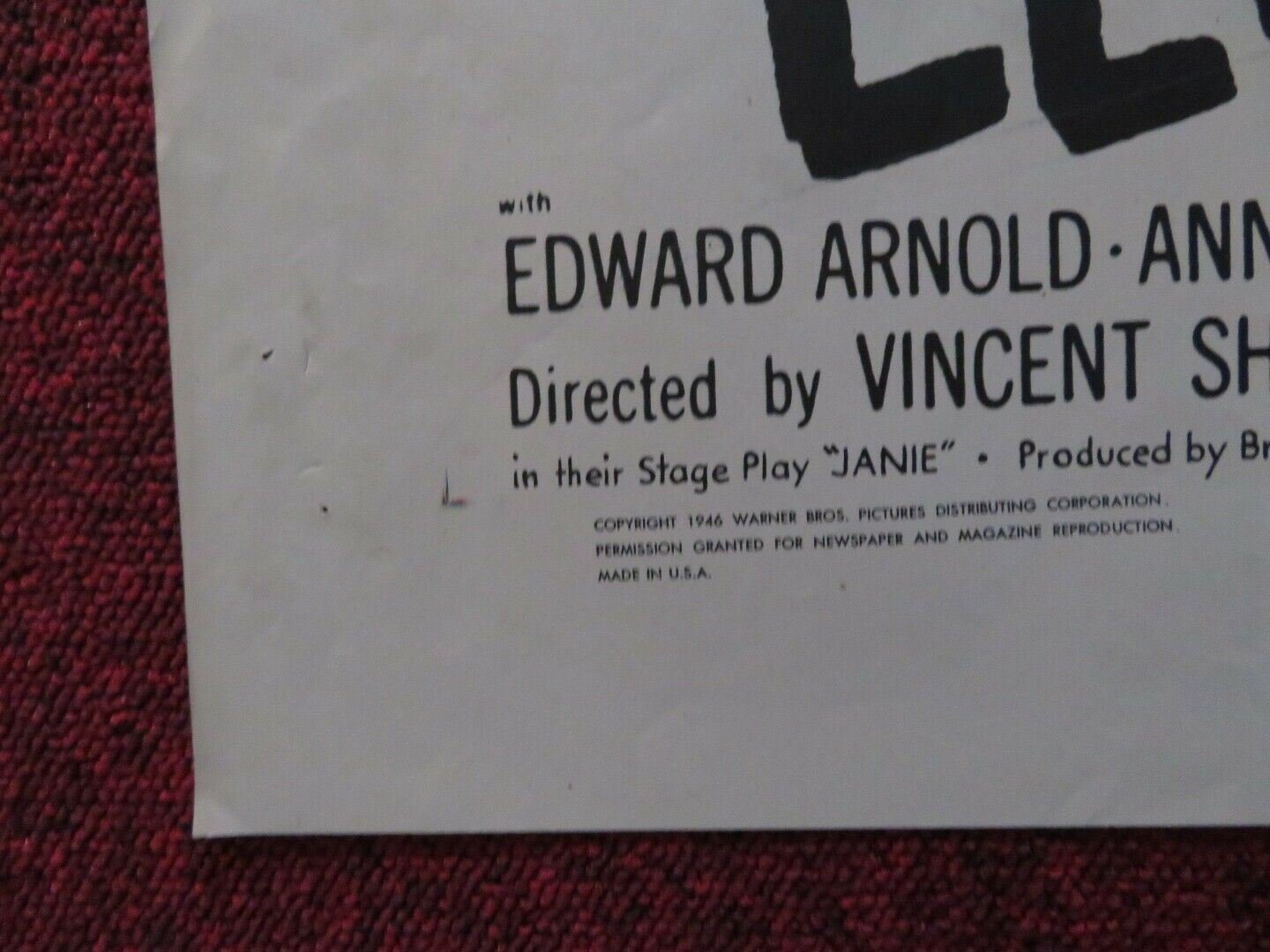 JANIE GETS MARRIED FOLDED US ONE SHEET POSTER JOAN LESLIE ROBERT HUTTON 1946 Movie posters