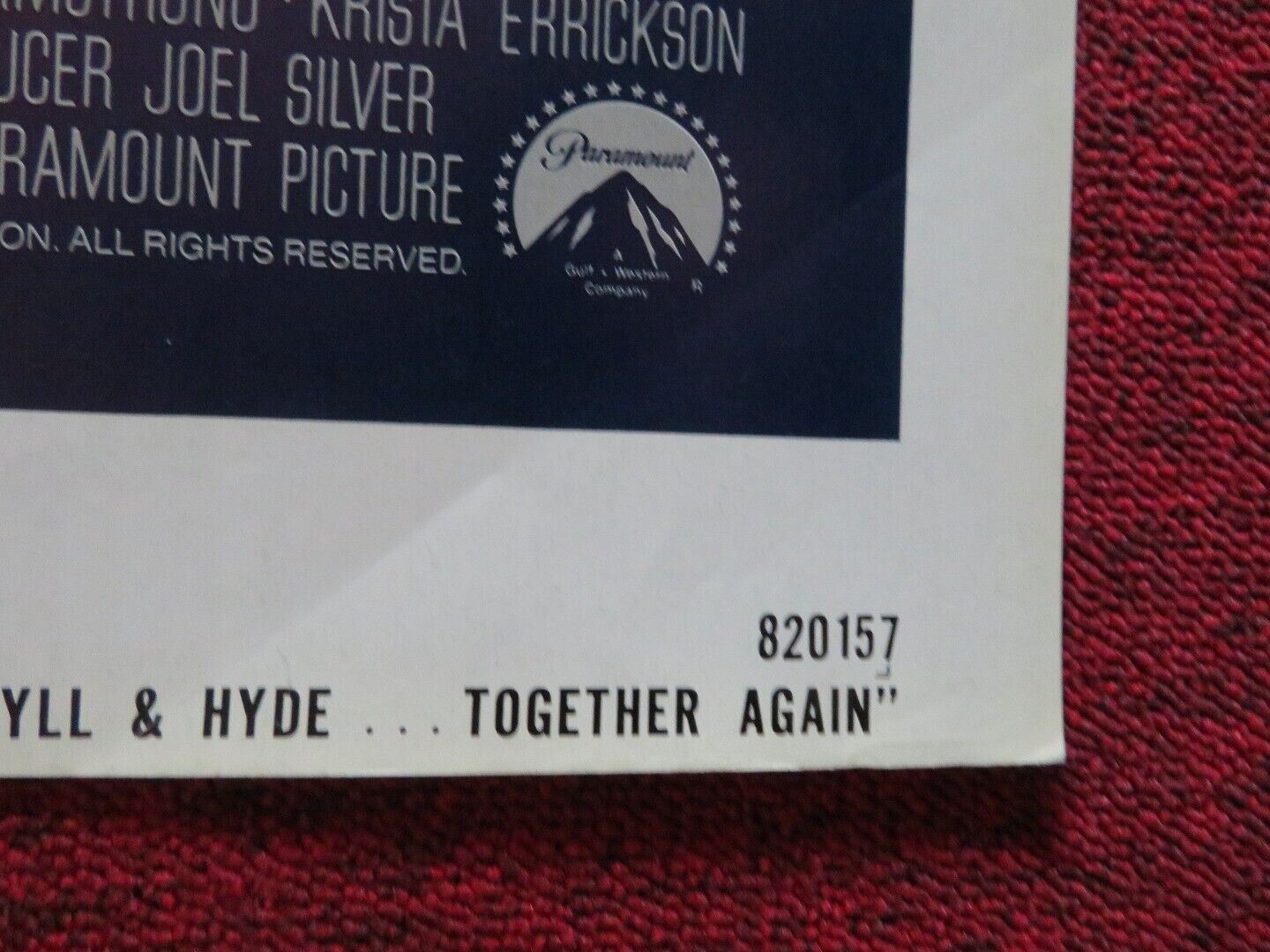 JECKYLL AND HIDE TOGETHER AGAIN FOLDED US ONE SHEET POSTER MARK BLANKFIELD 1982 Movie posters