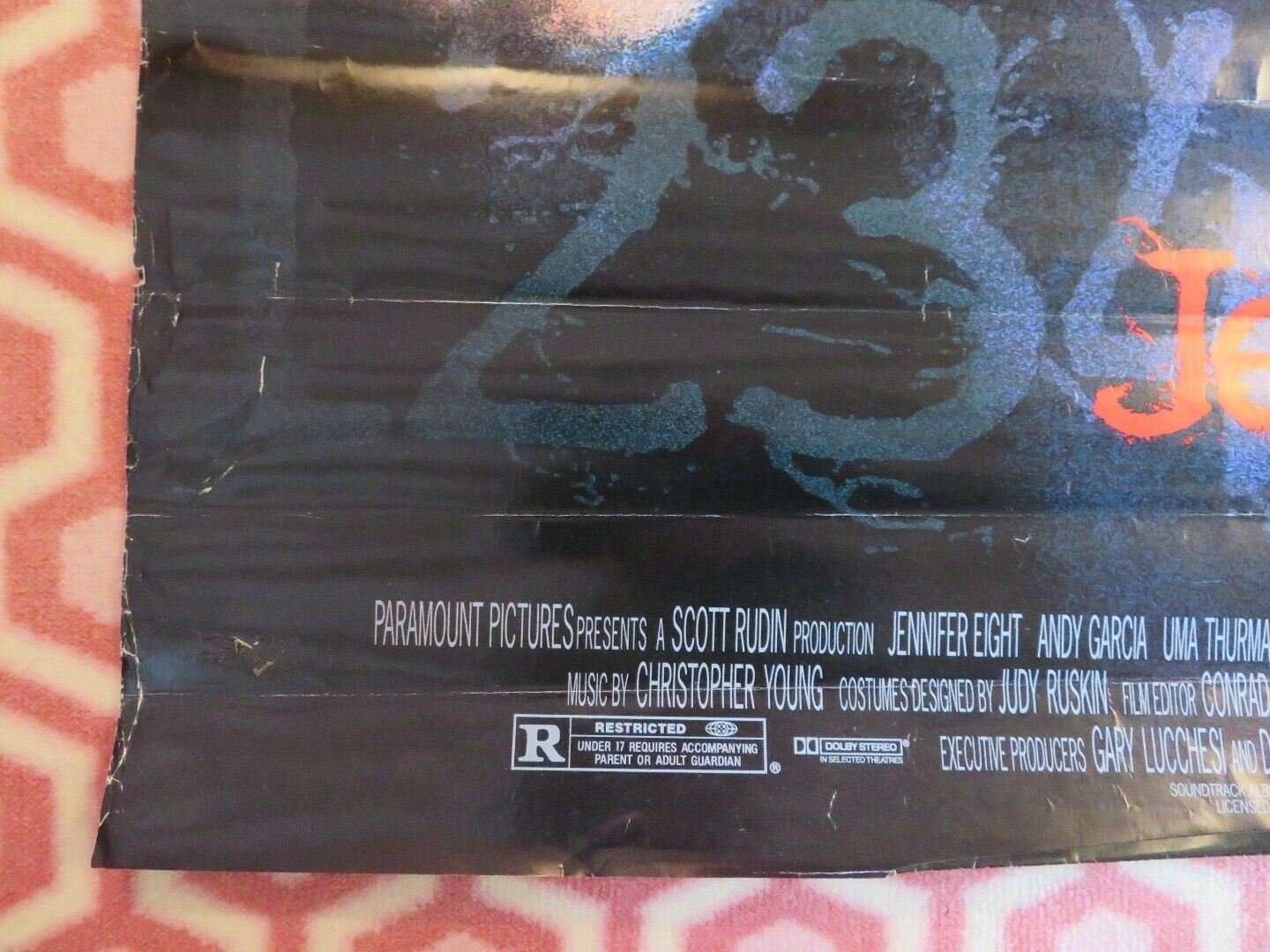 JENNIFER 8 US ONE SHEET ROLLED POSTER ANDY GARCIA UMA THURMAN 1992 Movie posters