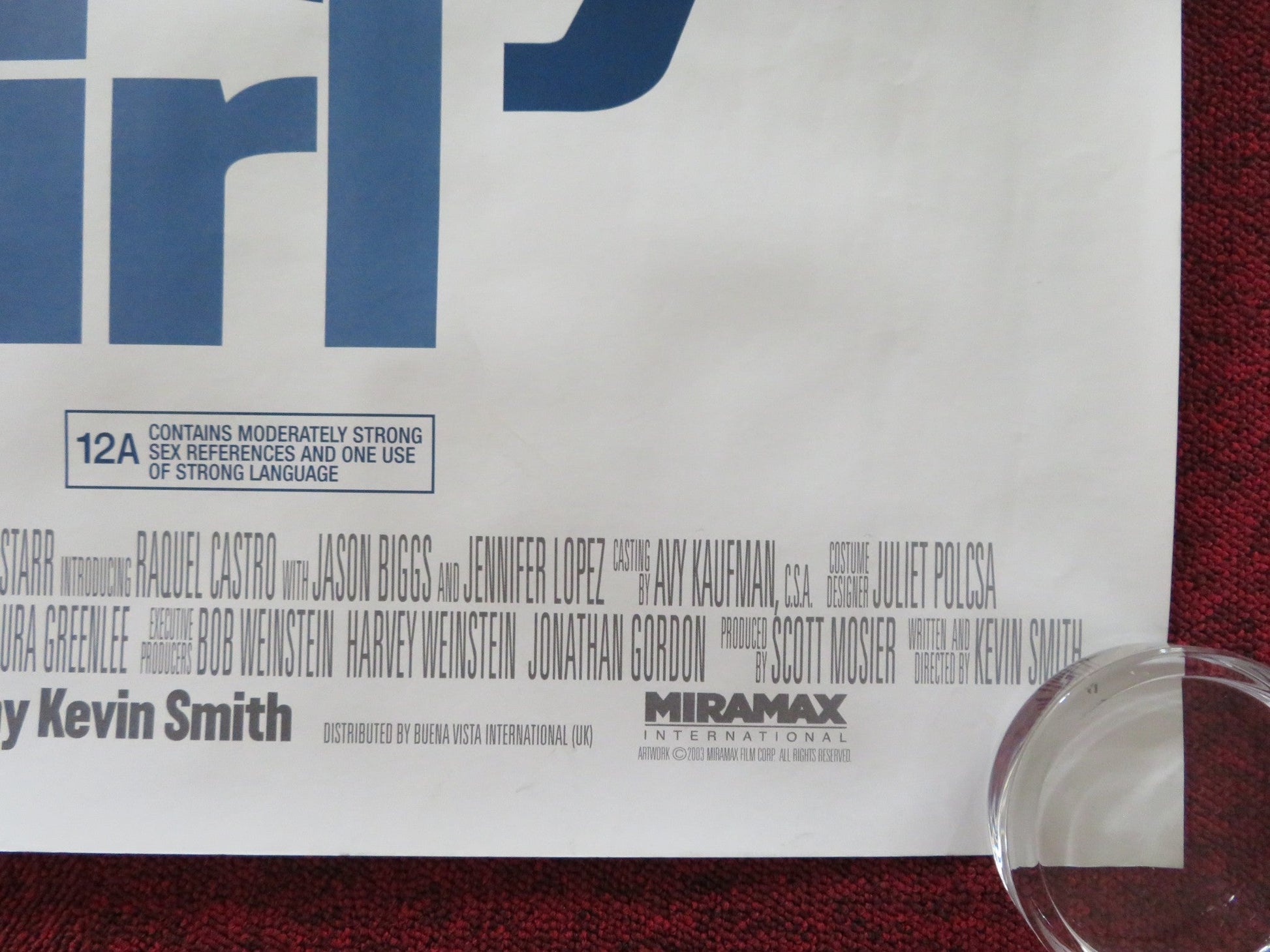 JERSEY GIRL UK QUAD ROLLED POSTER BEN AFFLECK LIV TYLER 2004 Rendezvous Cinema Movie posters