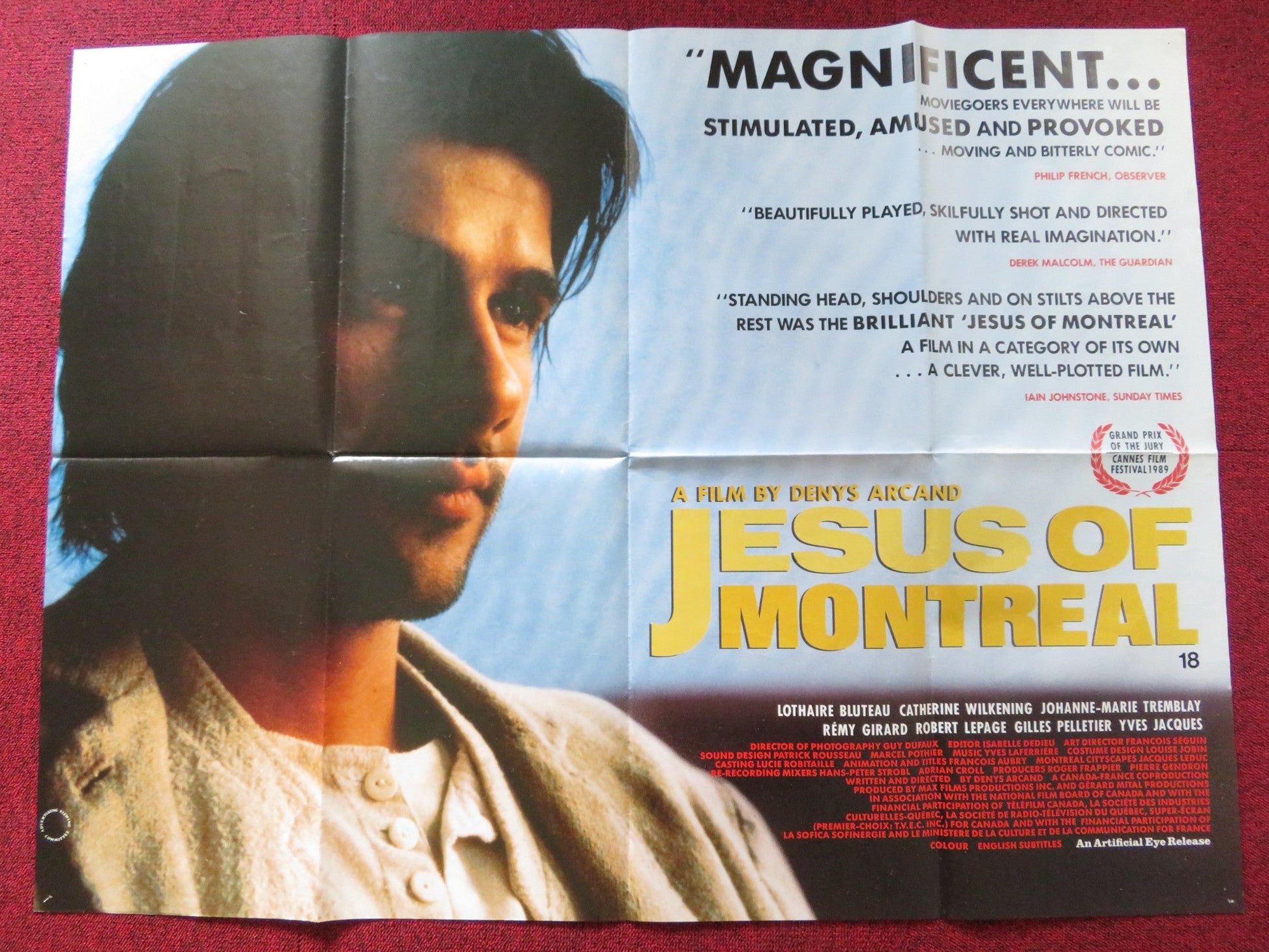 JESUS OF MONTREAL UK QUAD POSTER FOLDED LOTHAIRE BLUTEAU C. WILKENING 1989 Rendezvous Cinema Movie posters