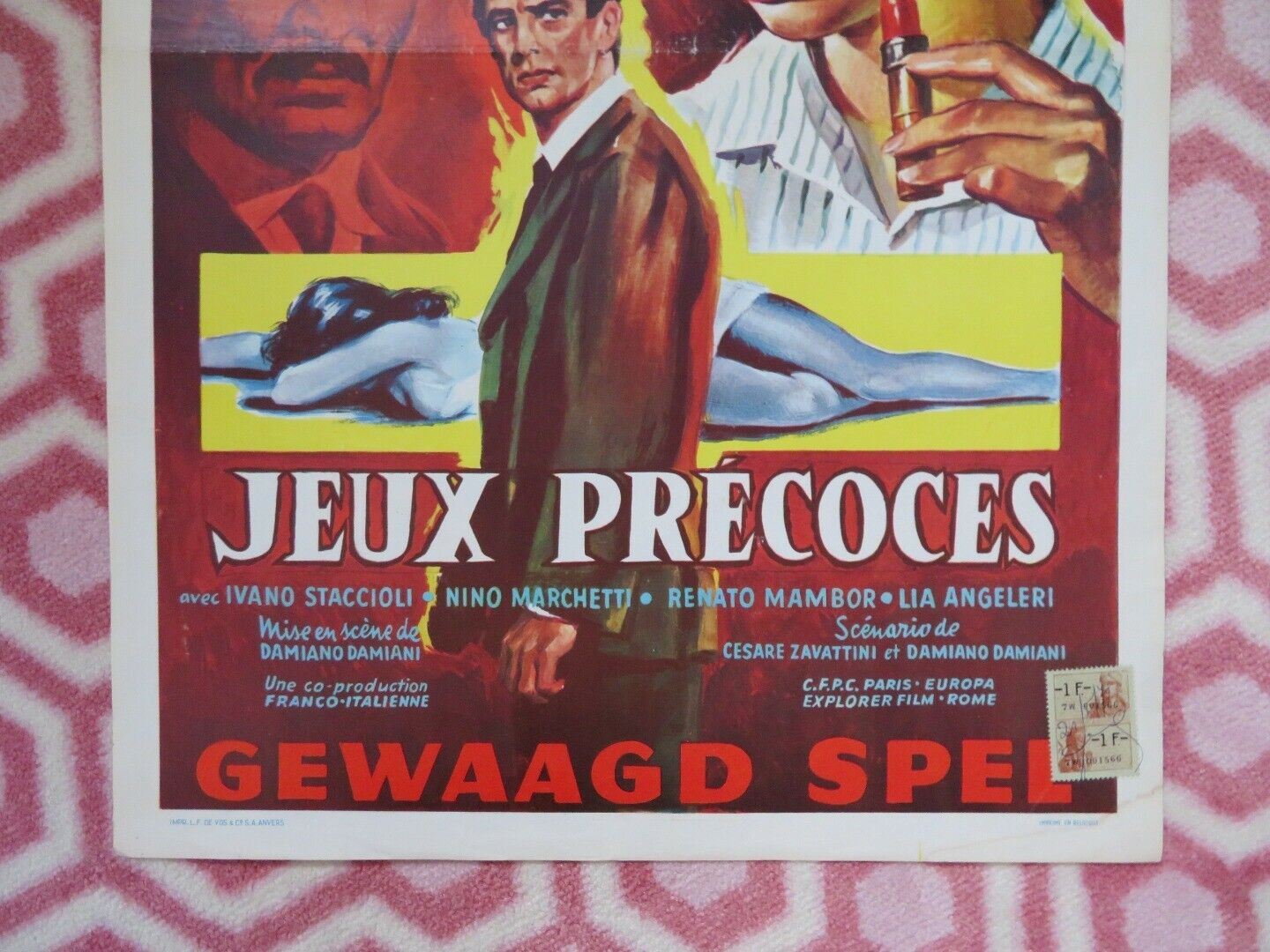 JEUX PRECOCES/ LIPSTICK BELGIUM (21.5"x14") POSTER PIERRE BRICE 1960 Movie posters