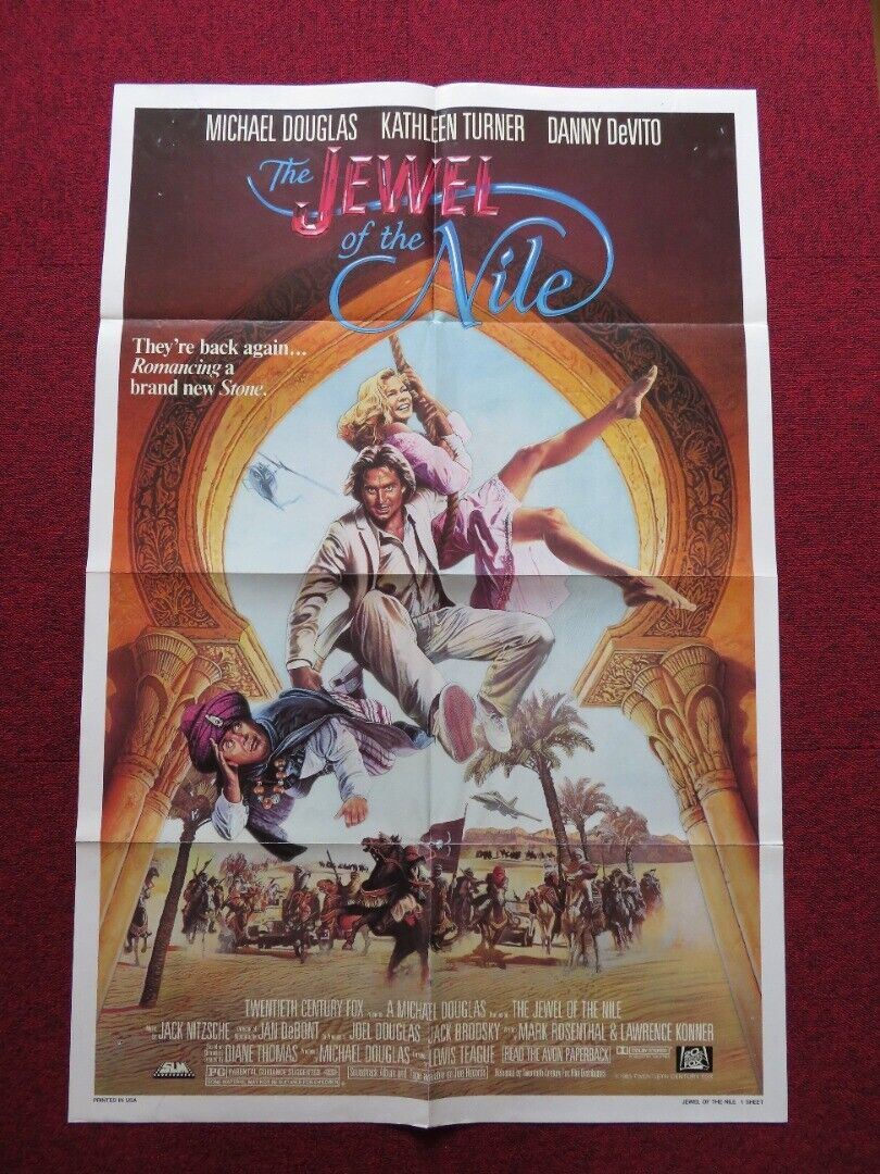 JEWEL OF THE NILE FOLDED US ONE SHEET POSTER MICHAEL DOUGLAS DANNY DEVITO 1985 - Rendezvous Cinema