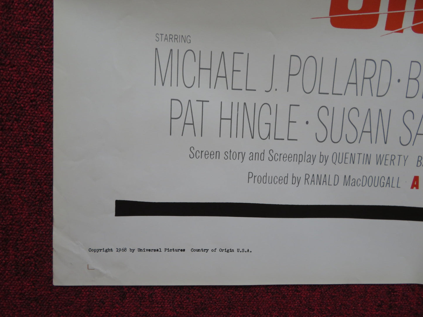 JIGSAW FOLDED US ONE SHEET POSTER MICHAEL J. POLLARD BRADFORD DILLMAN 1968 Rendezvous Cinema Movie posters