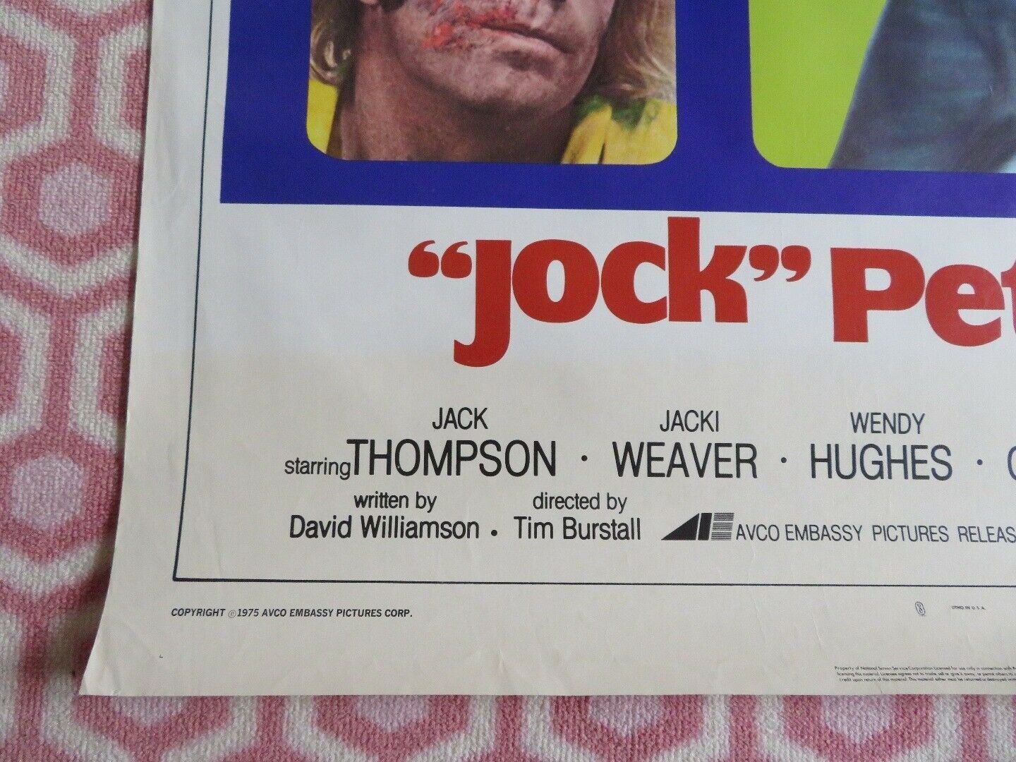 JOCK PETERSEN US ONE SHEET ROLLED POSTER JACK THOMPSON JACKI WEAVER 1974 Movie posters