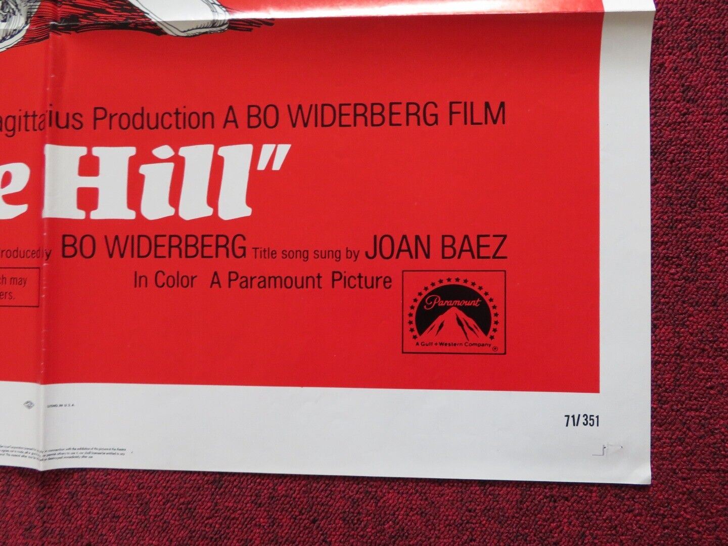 JOE HILL FOLDED US ONE SHEET POSTER THOMMY BERGGREN 1971 Movie posters