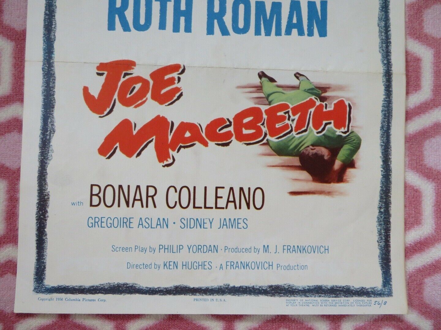 JOE MACBETH US INSERT (14"x 36") POSTER RUTH ROMAN PAUL DOUGLAS 1956 Movie posters