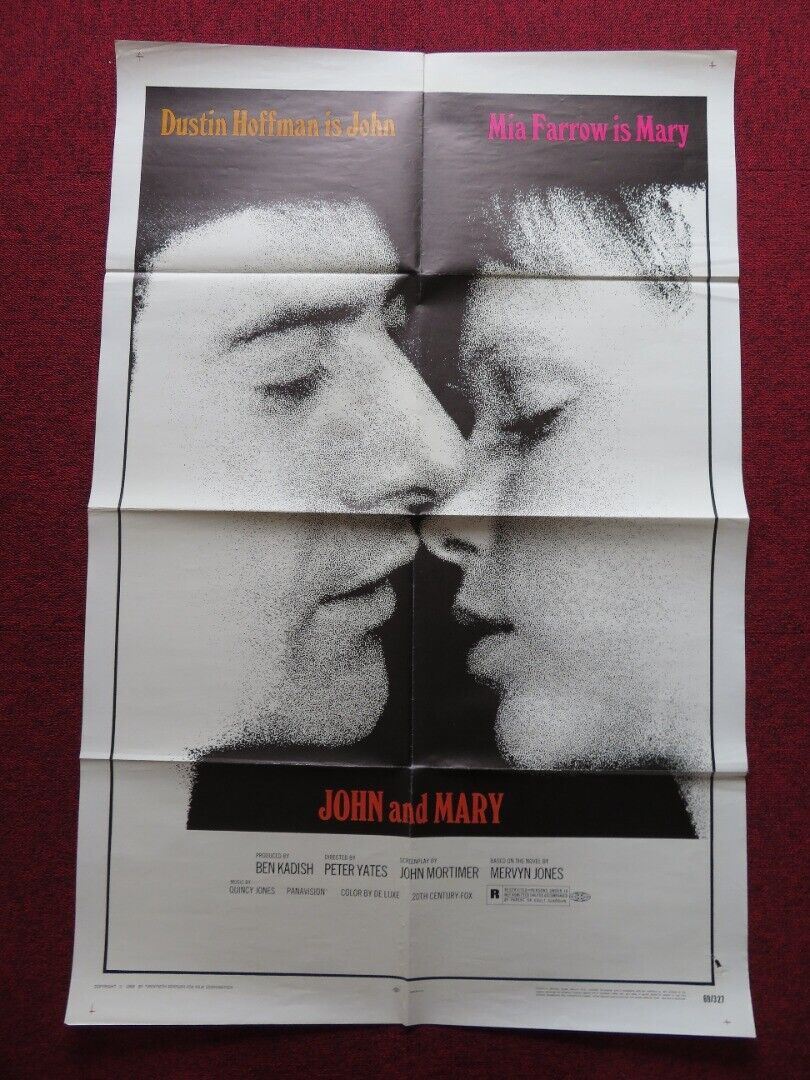 JOHN AND MARY FOLDED US ONE SHEET POSTER DUSTIN HOFFMAN MIA FARROW 1969 Movie posters
