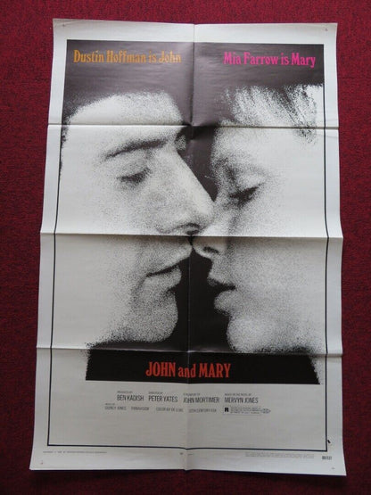 JOHN AND MARY FOLDED US ONE SHEET POSTER DUSTIN HOFFMAN MIA FARROW 1969 Movie posters