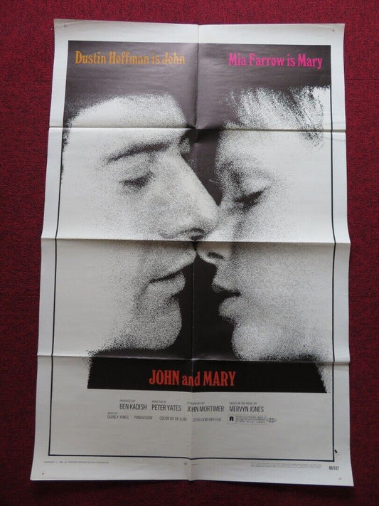 JOHN AND MARY FOLDED US ONE SHEET POSTER DUSTIN HOFFMAN MIA FARROW 1969 Movie posters