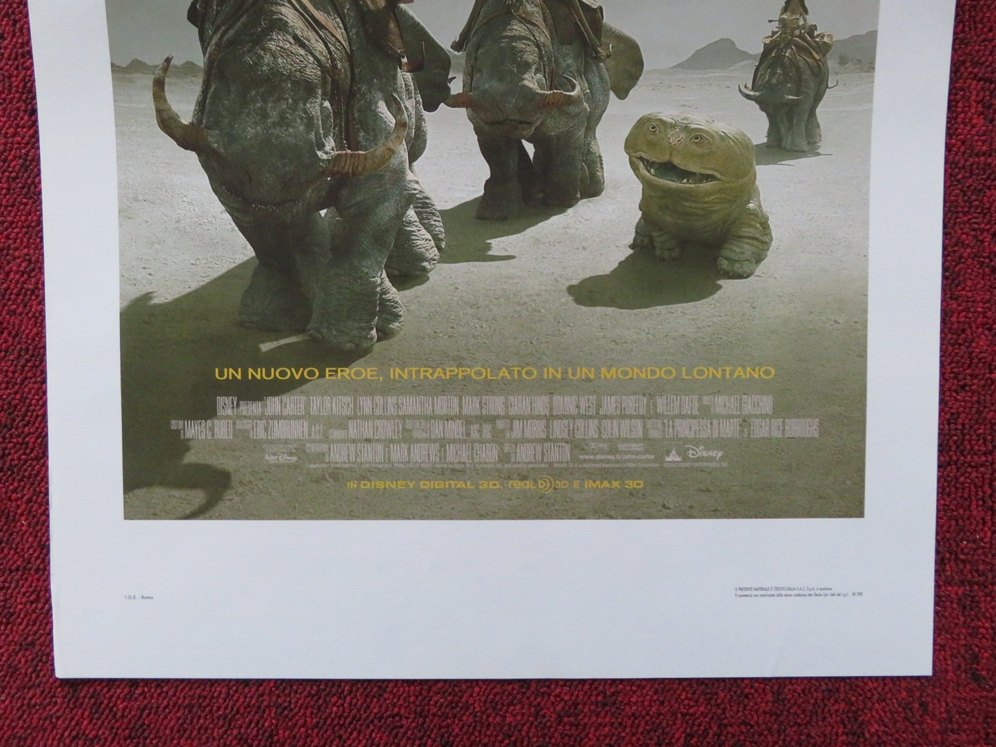 JOHN CARTER ITALIAN LOCANDINA POSTER DISNEY TAYLOR KITSCH LYNN COLLINS 2012 Rendezvous Cinema Movie posters