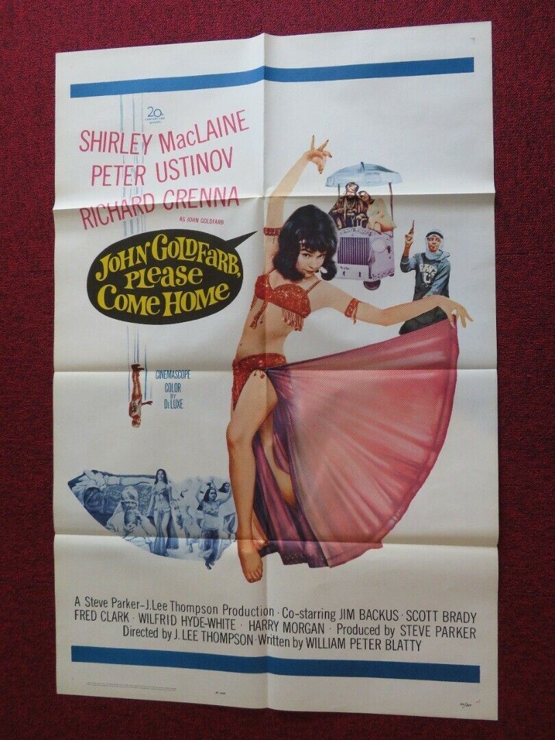 JOHN GOLBFARB, PLEASE COME HOME FOLDED US ONE SHEET POSTER SHIRLEY MACLAINE 1964 Movie posters