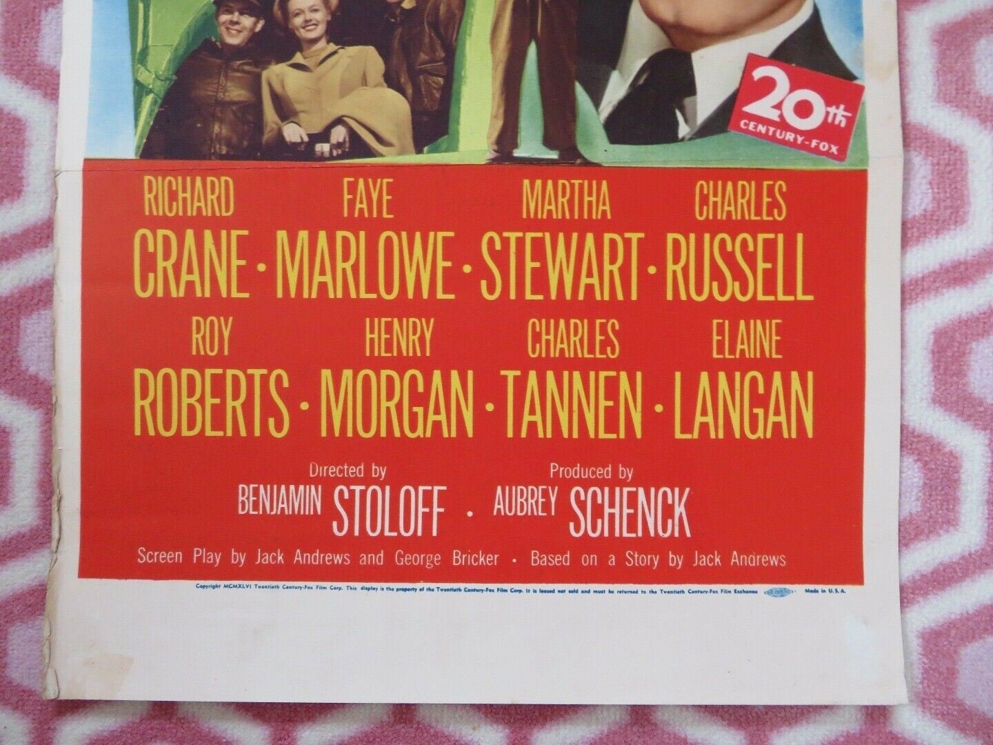 JOHNNY COMES FLYING HOME US INSERT (14"x 36") POSTER RICHARD CRANE M STEWART '46 Movie posters