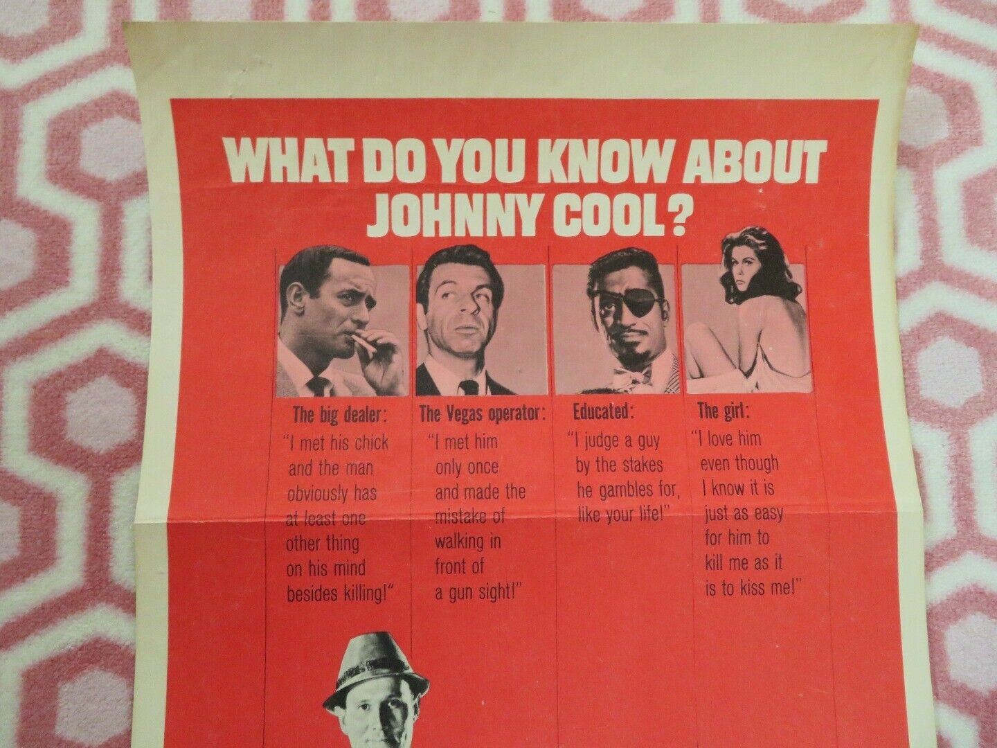 JOHNNY COOL US INSERT (14"x 36") POSTER HENRY SILVA ELIZABETH MONTGOMERY 1963 - Rendezvous Cinema