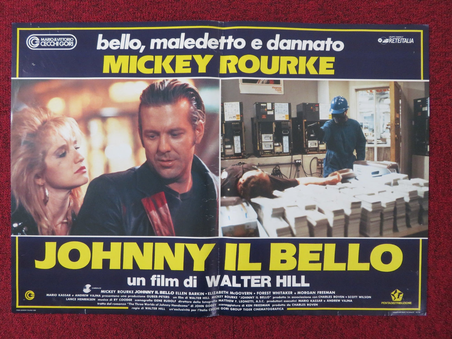 JOHNNY HANDSOME - A ITALIAN FOTOBUSTA POSTER MICKEY ROURKE ELLEN BARKIN 1989 Rendezvous Cinema Movie posters