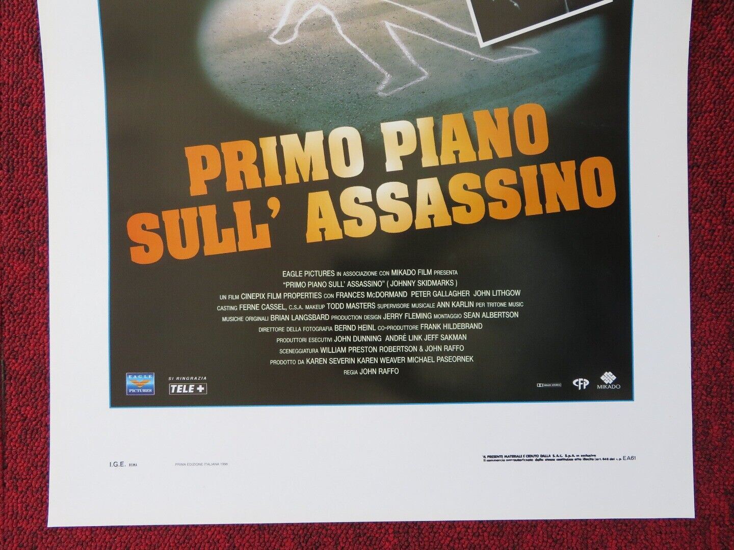 JOHNNY SKIDMARKS ITALIAN LOCANDINA (27.5"x13") POSTER PETER GALLAGHER 1998 Movie posters
