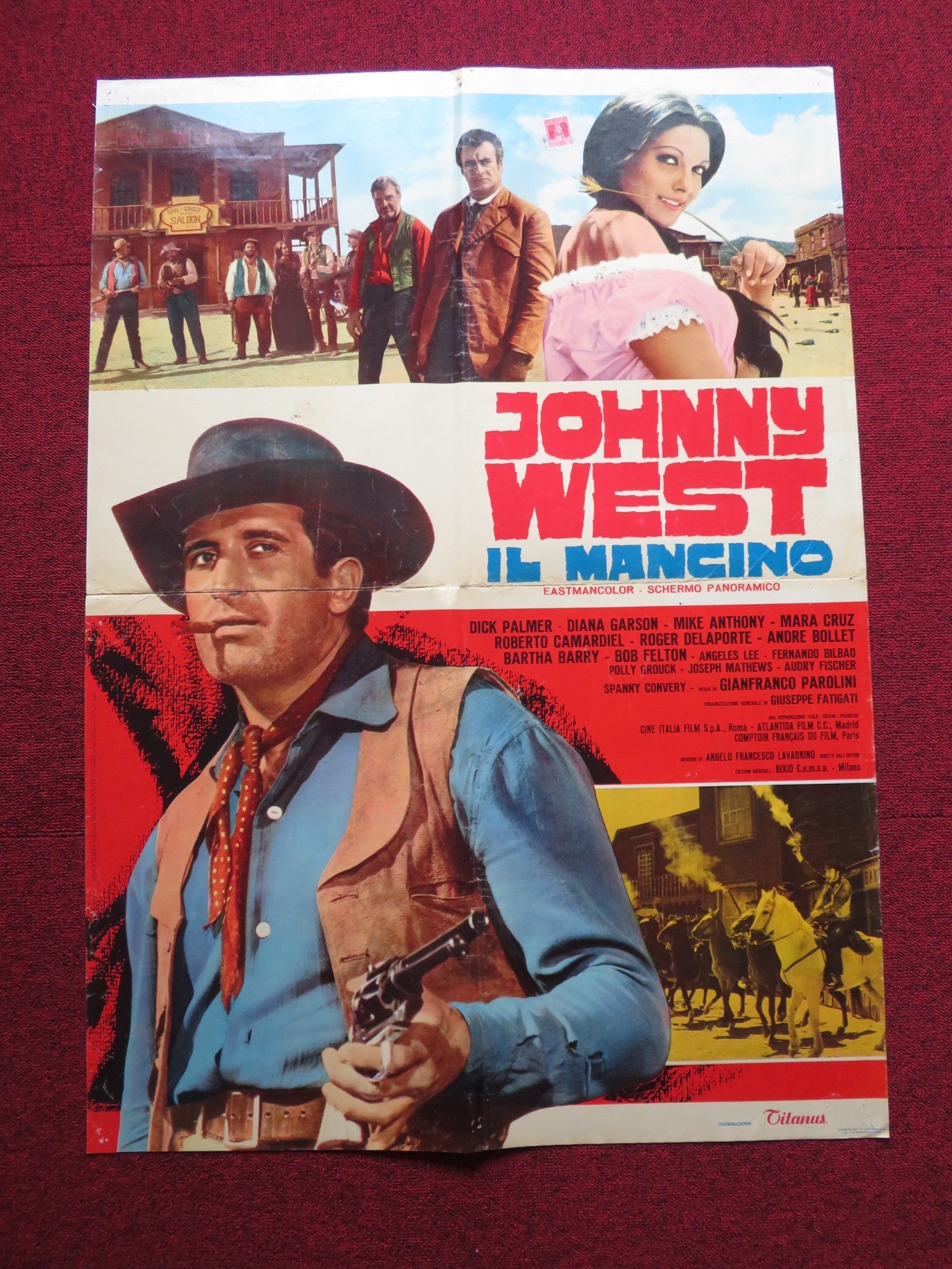 JOHNNY WEST IL MANCINO ITALIAN FOGLIO POSTER DICK PALMER MIKE ANTHONY 1965 Rendezvous Cinema Movie posters