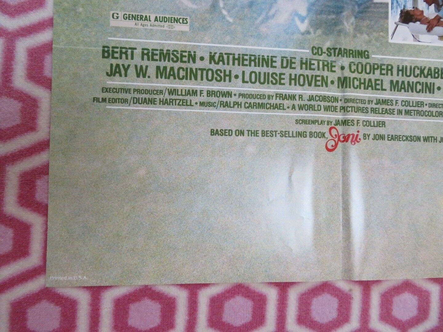 JONI US ONE SHEET POSTER JONI EARECKSON BERT REMSEN 1979 Movie posters