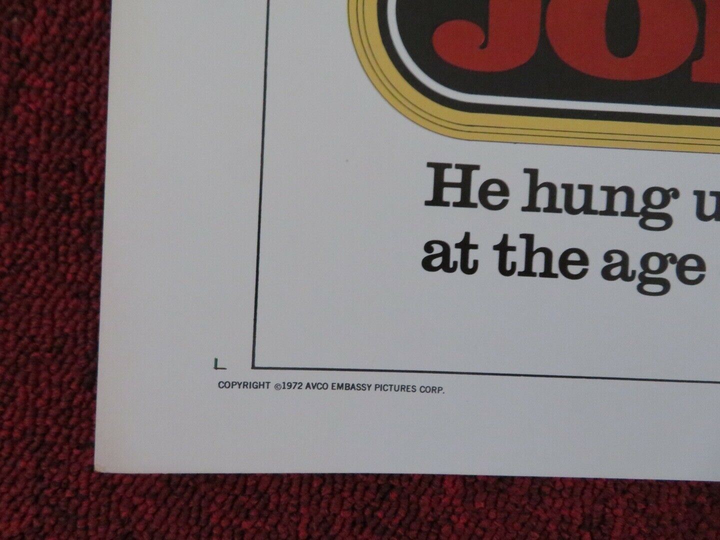 JORY US HALF SHEET (22"x 28") POSTER JOHN MARLEY B.J.THOMAS 1972 Movie posters