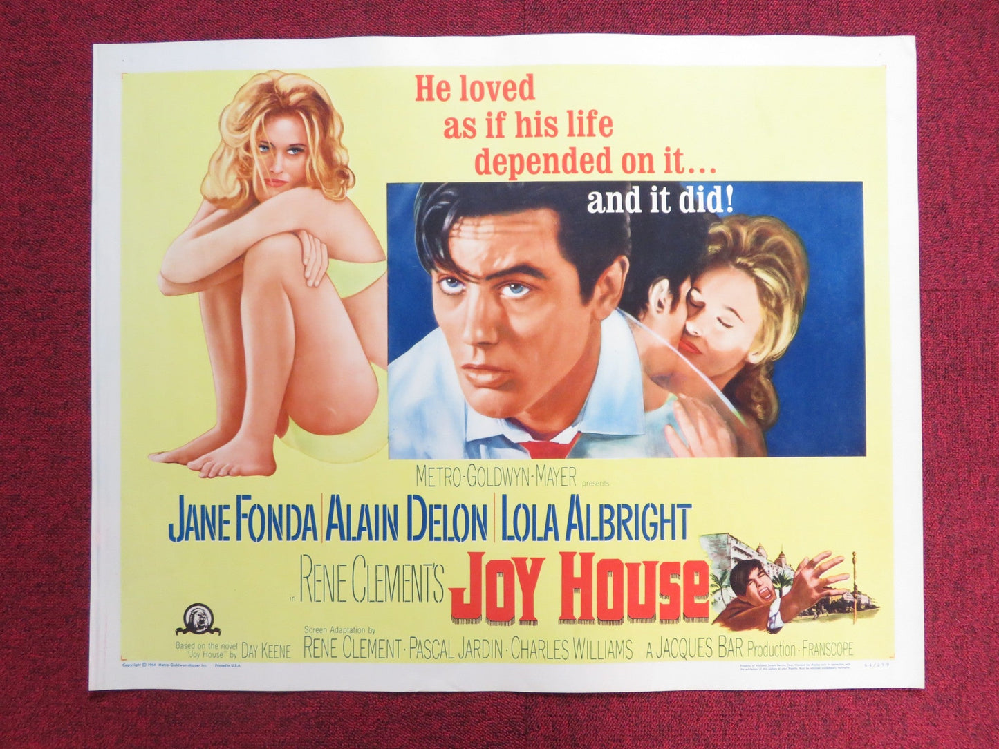 JOY HOUSE US HALF SHEET (22"x 28") POSTER JANE FONDA ALAIN DELON 1964 Rendezvous Cinema Movie posters