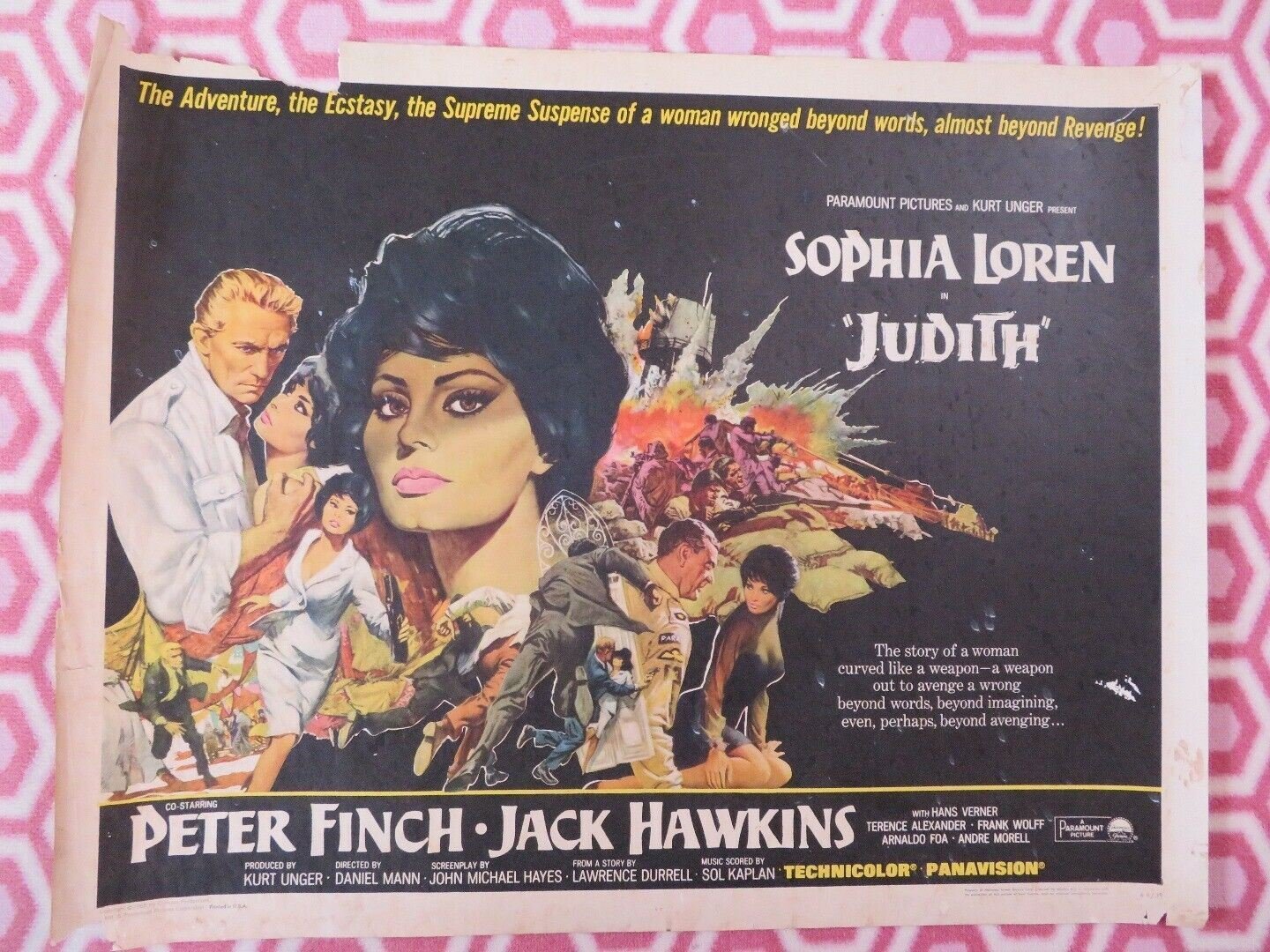 JUDITH US HALF SHEET (22"x 28") POSTER SOPHIA LOREN PETER FINCH 1966 Movie posters