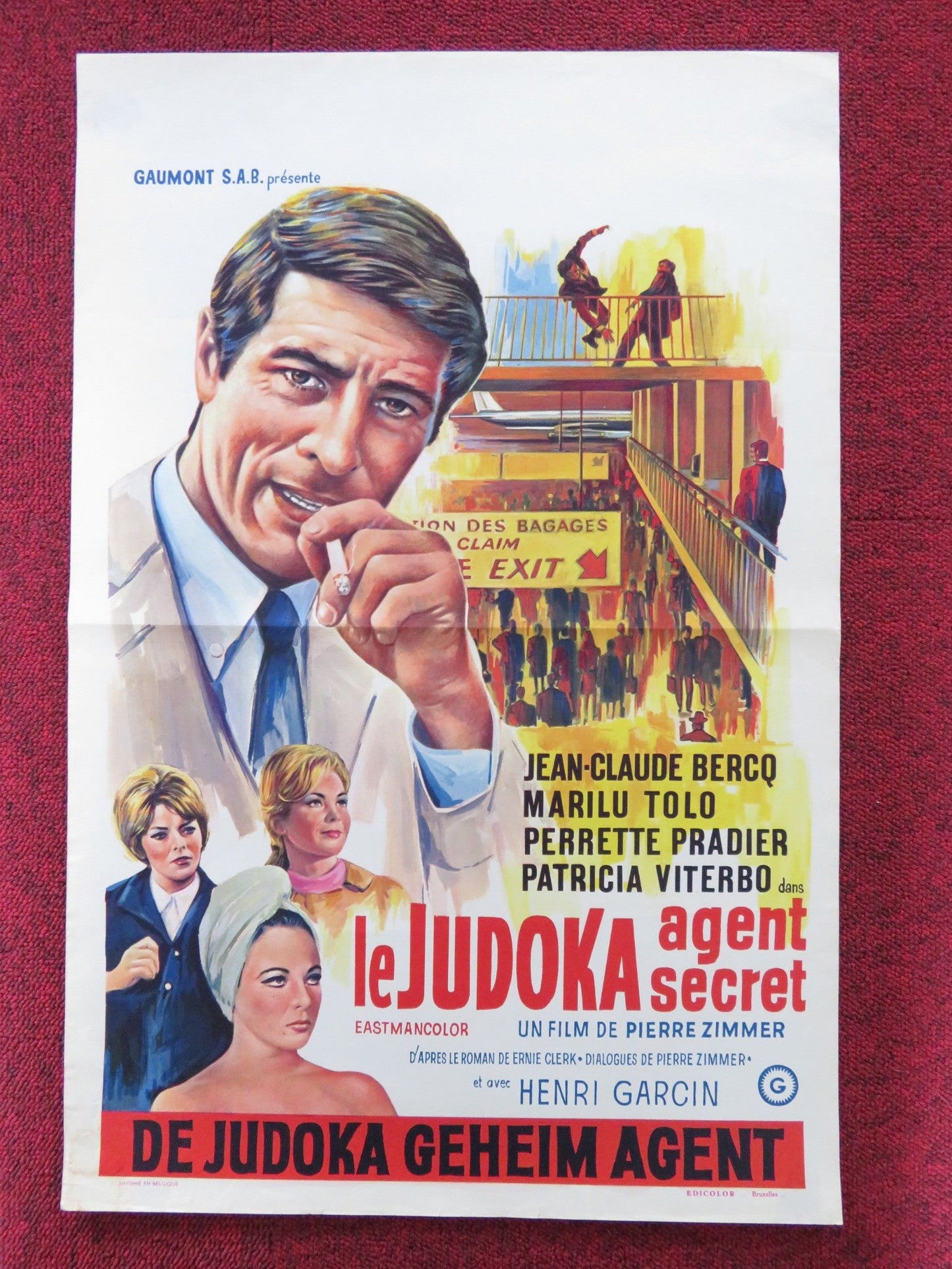 JUDOKA - SECRET AGENT BELGIUM POSTER JEAN - CLAUDE BERCQ MARILU TOLO 1966 Rendezvous Cinema Movie posters