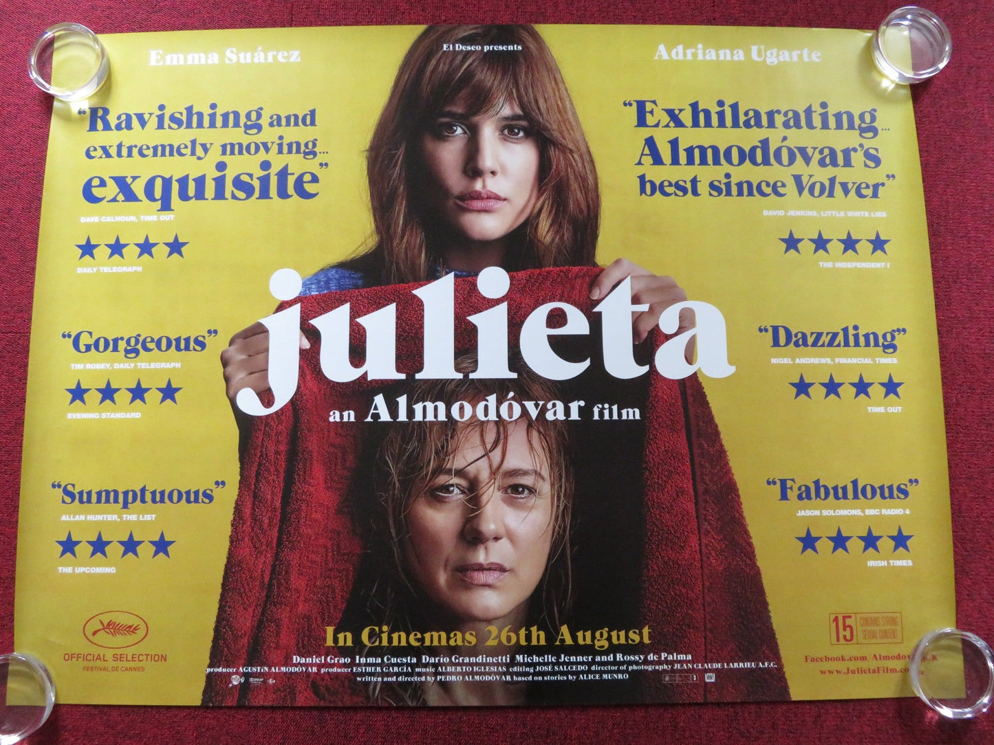 JULIETA UK QUAD (30"x 40") ROLLED POSTER EMMA SUAREZ ADRIANA UGARTE 2016 Rendezvous Cinema Movie posters