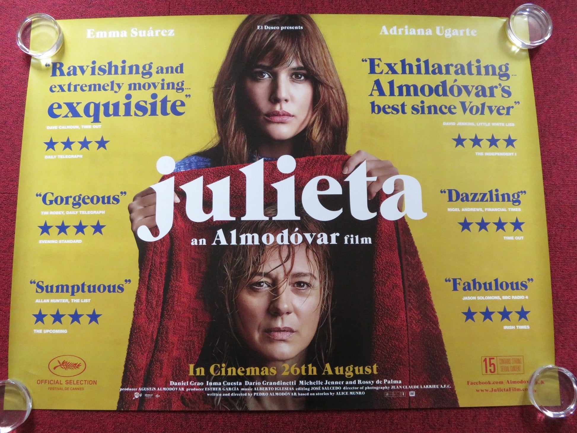 JULIETA UK QUAD (30"x 40") ROLLED POSTER EMMA SUAREZ ADRIANA UGARTE 2016 Rendezvous Cinema Movie posters