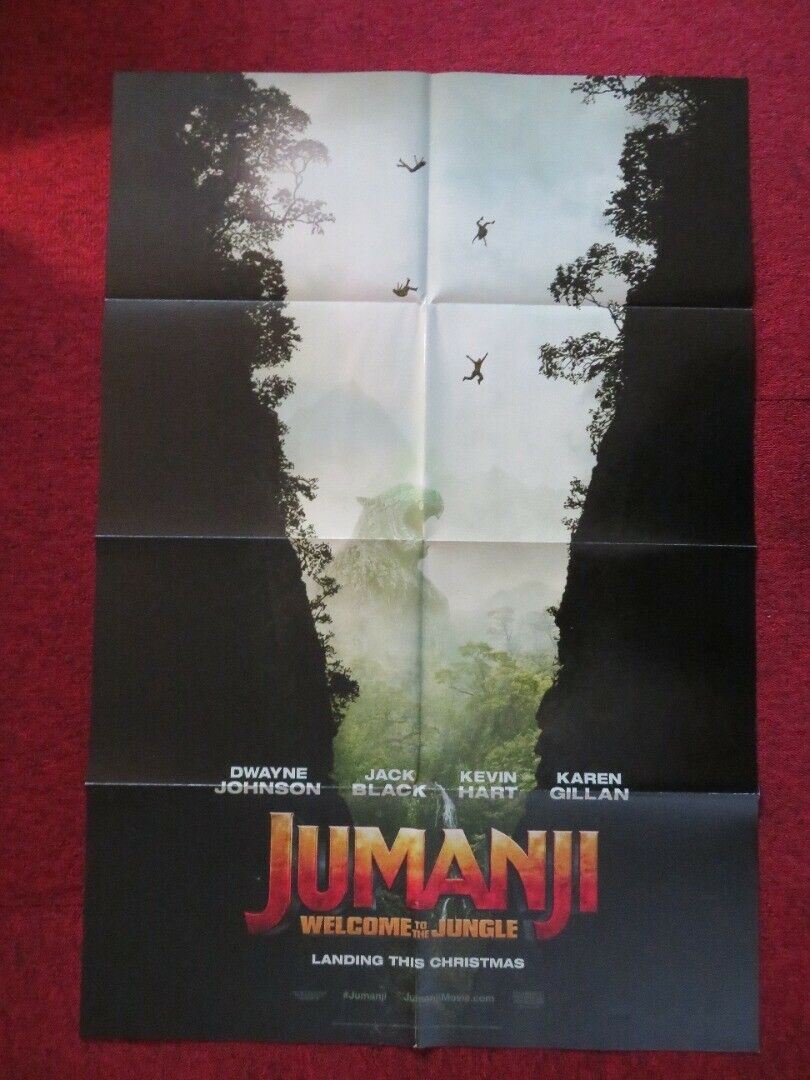 JUMANJI WELCOME TO THE JUNGLE FOLDED US ONE SHEET POSTER DWAYNE JOHNSON 2017 Movie posters