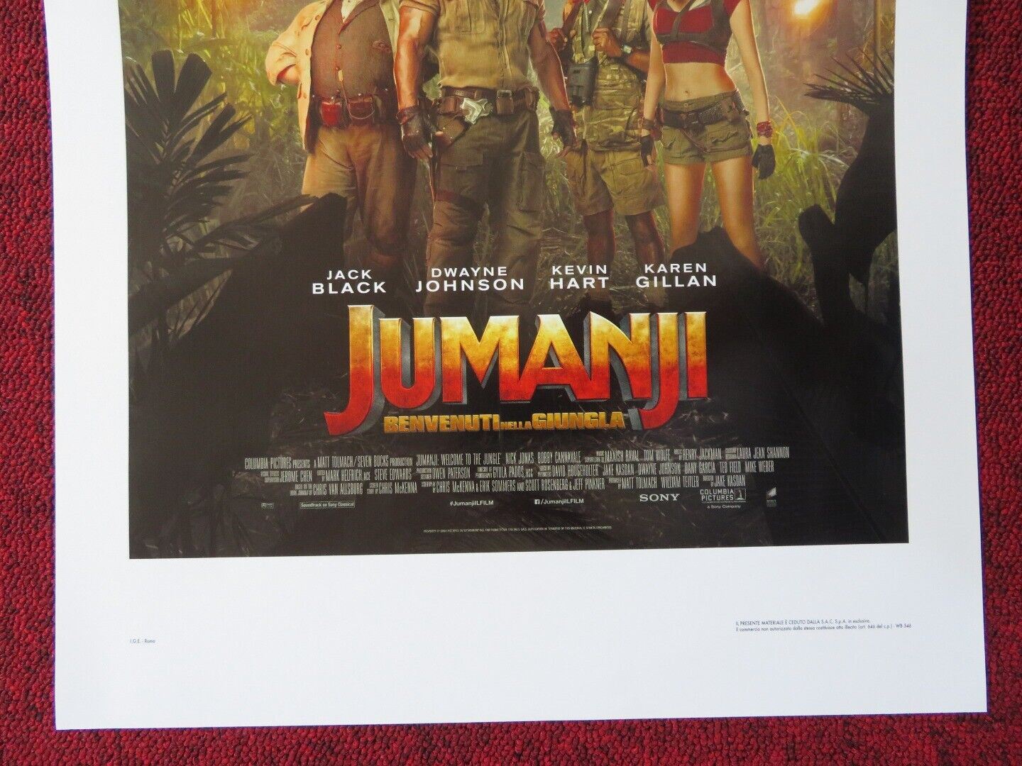 JUMANJI: WELCOME TO THE JUNGLE ITALIAN LOCANDINA (27.5"x13") POSTER J BLACK '17 Movie posters
