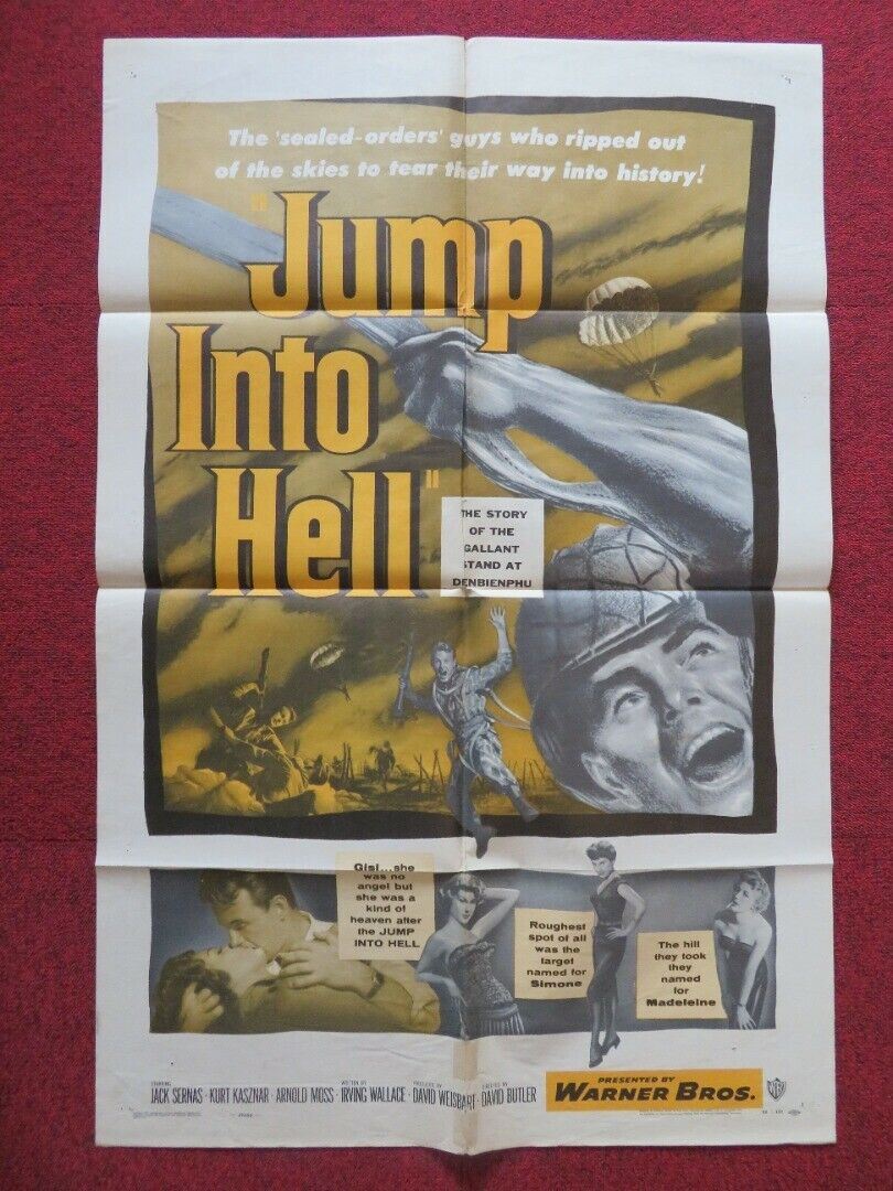 JUMP INTO HELL FOLDED US ONE SHEET POSTER JACQUES SERNAS KURT KASNAR 1955 Movie posters