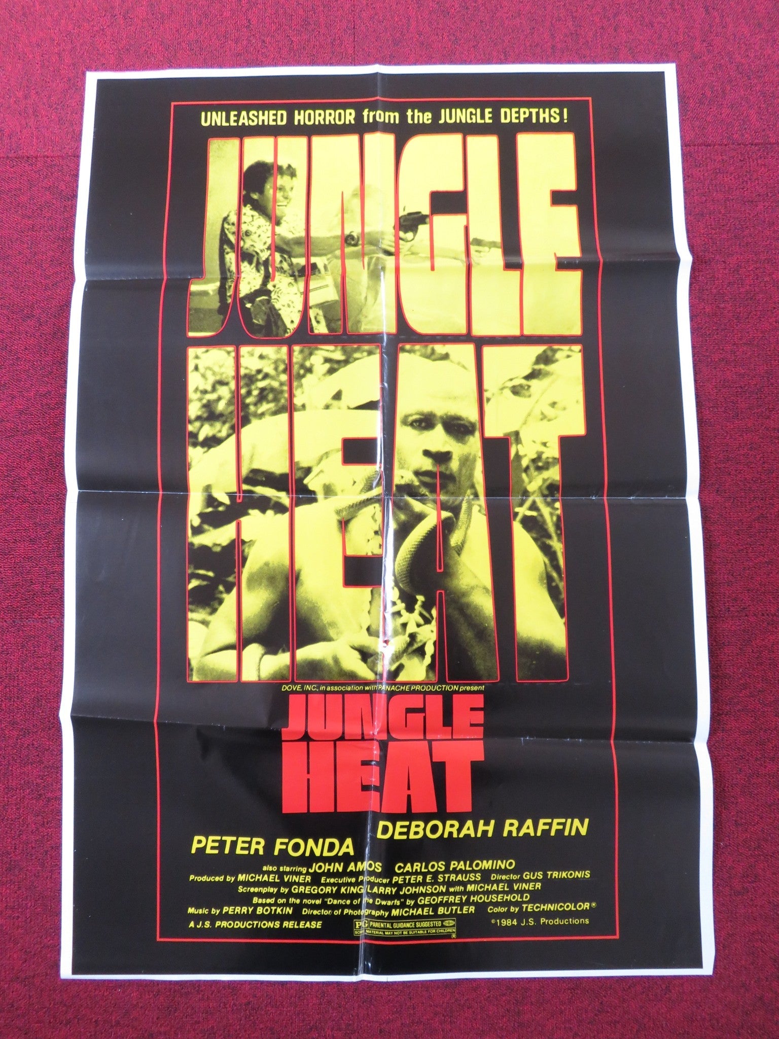JUNGLE HEAT FOLDED US ONE SHEET POSTER DEBORAH RAFFIN PETER FONDA R1984 Rendezvous Cinema Movie posters