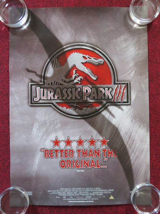 JURASSIC PARK III VHS VIDEO POSTER MICHAEL CRICHTON SAM NEILL 2001 Rendezvous Cinema Movie posters