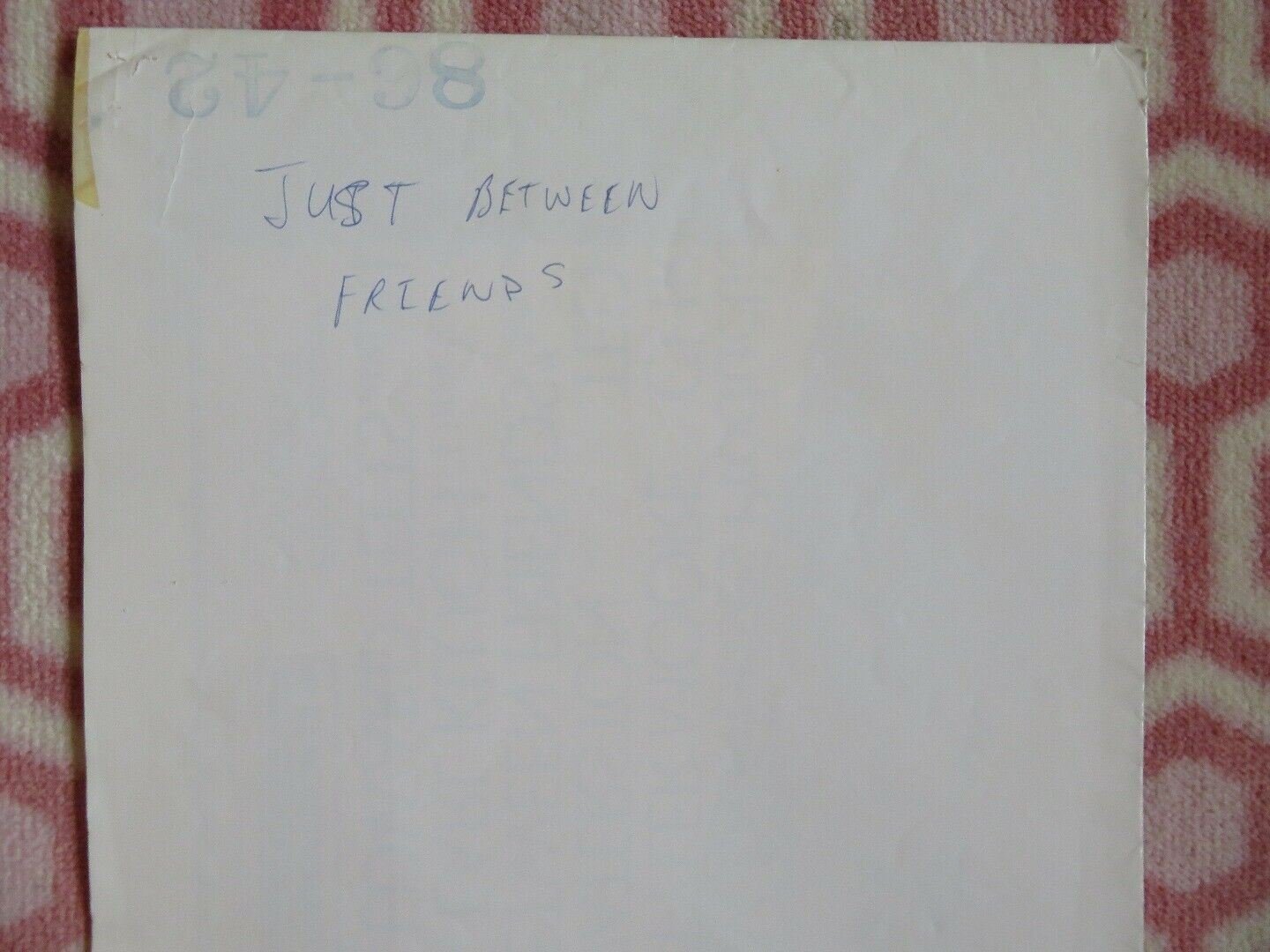 JUST BETWEEN FRIENDS US ONE SHEET POSTER TEN DANSON SAM WATERSTON 1986 Movie posters