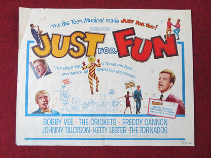 JUST FOR FUN HALF SHEET (22"x 28") POSTER MARK WYNTER BOBBY VEE 1963 Rendezvous Cinema Movie posters
