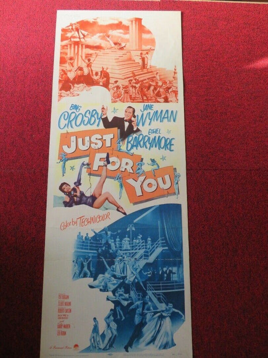 JUST FOR YOU US INSERT (14"x 36") POSTER BING CROSBY JANE WYMAN 1952 Movie posters