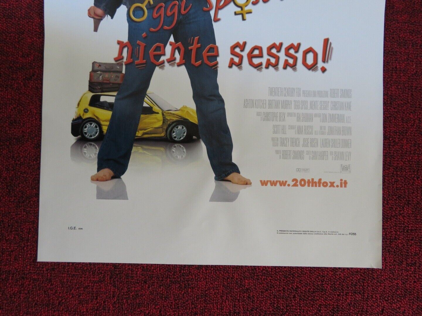 JUST MARRIED ITALIAN LOCANDINA (27.5"x13") POSTER ASHTON KUTCHER 2003 Movie posters