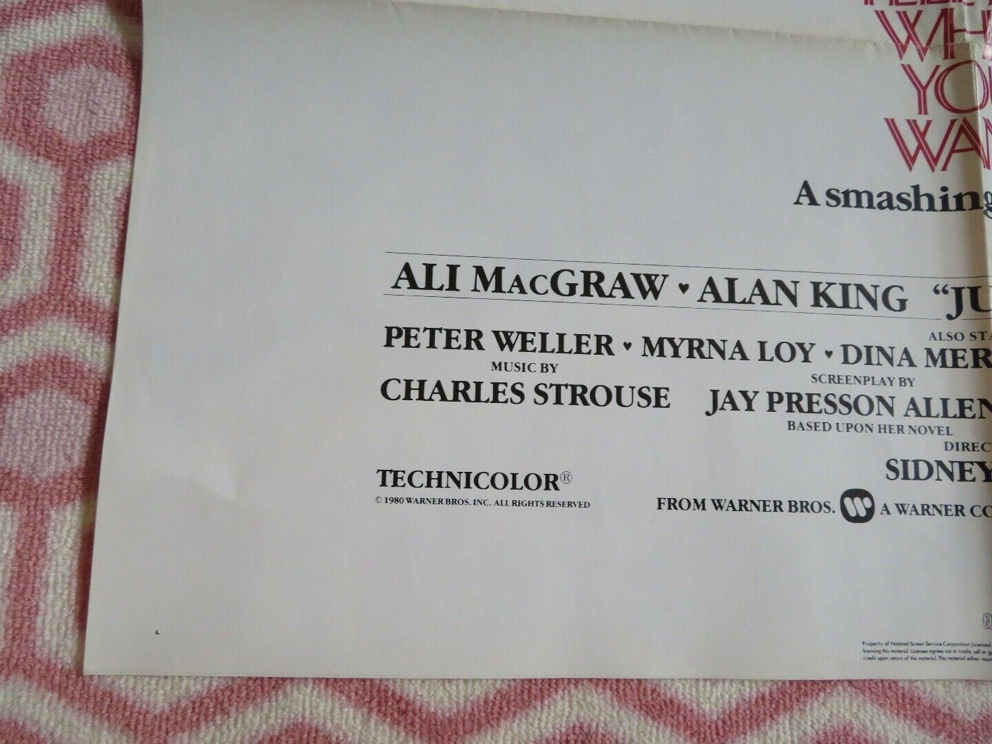 JUST TELL ME WHAT YOU WANT US ONE SHEET POSTER ALI MACGRAW ALAN KING 1980 Movie posters