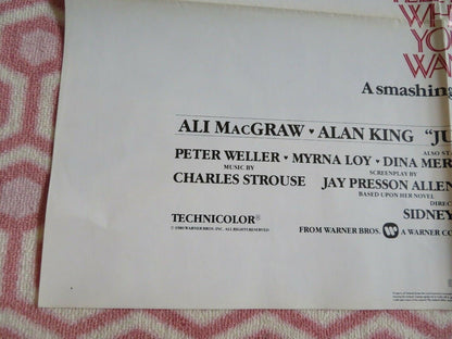 JUST TELL ME WHAT YOU WANT US ONE SHEET POSTER ALI MACGRAW ALAN KING 1980 Movie posters