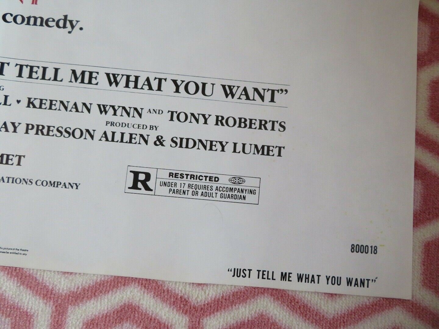 JUST TELL ME WHAT YOU WANT US ONE SHEET POSTER ALI MACGRAW ALAN KING 1980 Movie posters