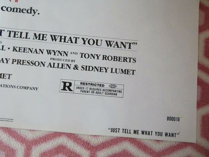 JUST TELL ME WHAT YOU WANT US ONE SHEET POSTER ALI MACGRAW ALAN KING 1980 Movie posters