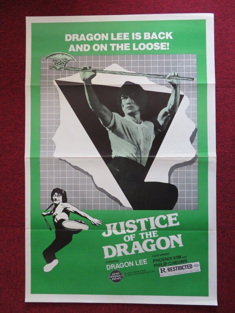 JUSTICE OF THE DRAGON - KUNG FU US ONE SHEET ROLLED POSTER DRAGON LEE 1982 Movie posters