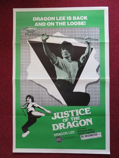 JUSTICE OF THE DRAGON - KUNG FU US ONE SHEET ROLLED POSTER DRAGON LEE 1982 Movie posters