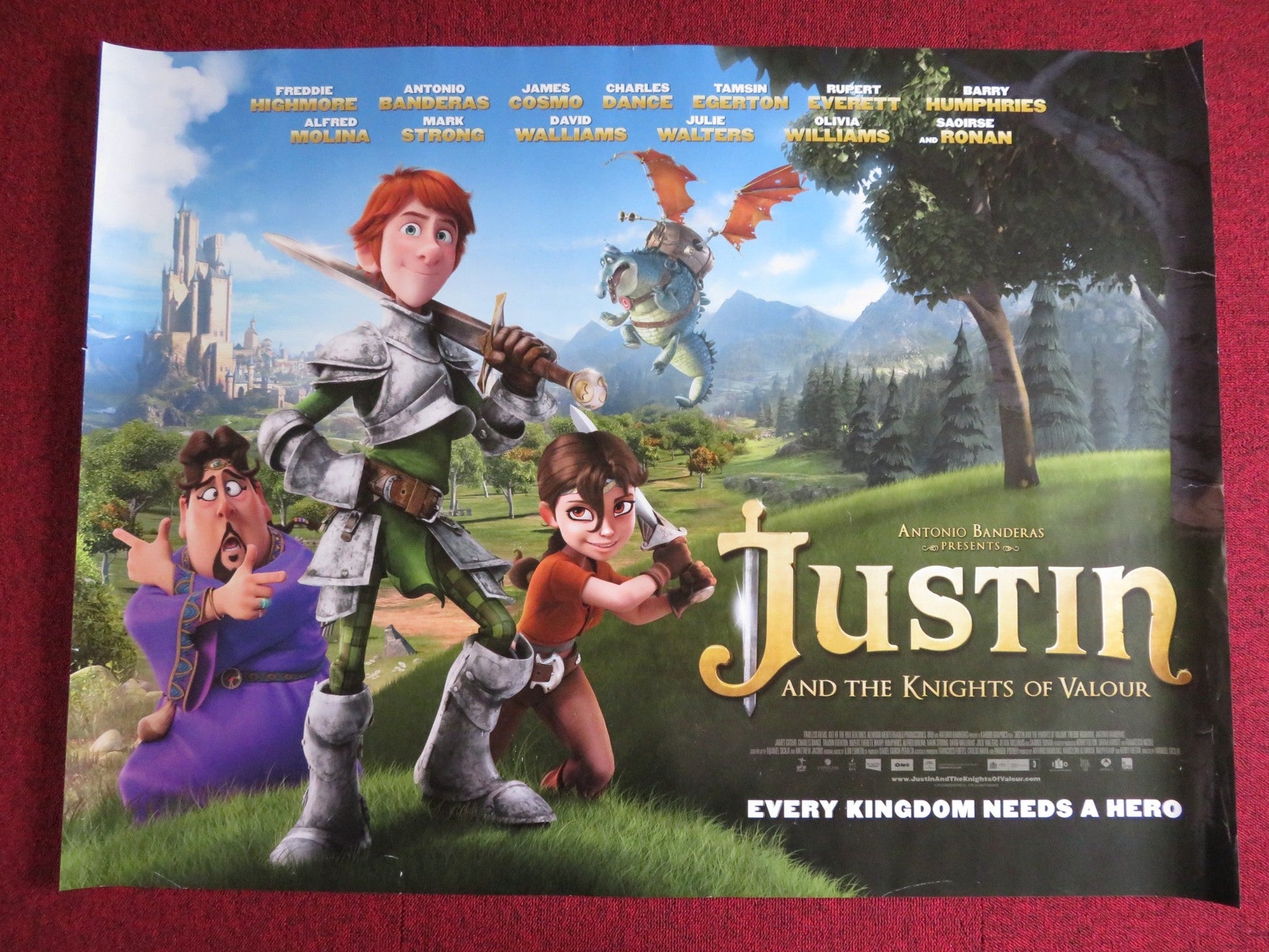 JUSTIN AND THE KNIGHTS OF VALOUR UK QUAD (30"x 40") ROLLED POSTER BANDERAS 2013 Rendezvous Cinema Movie posters