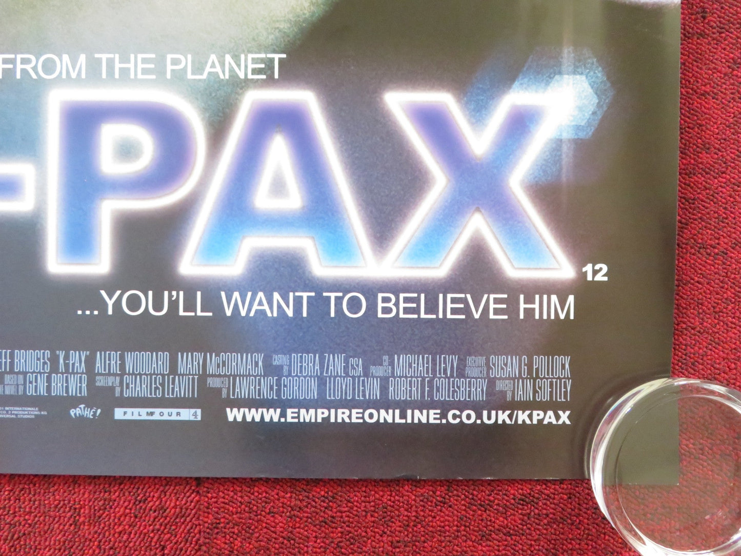 K - PAX UK QUAD (30"x 40") ROLLED POSTER KEVIN SPACEY JEFF BRIDGES 2001 Rendezvous Cinema Movie posters