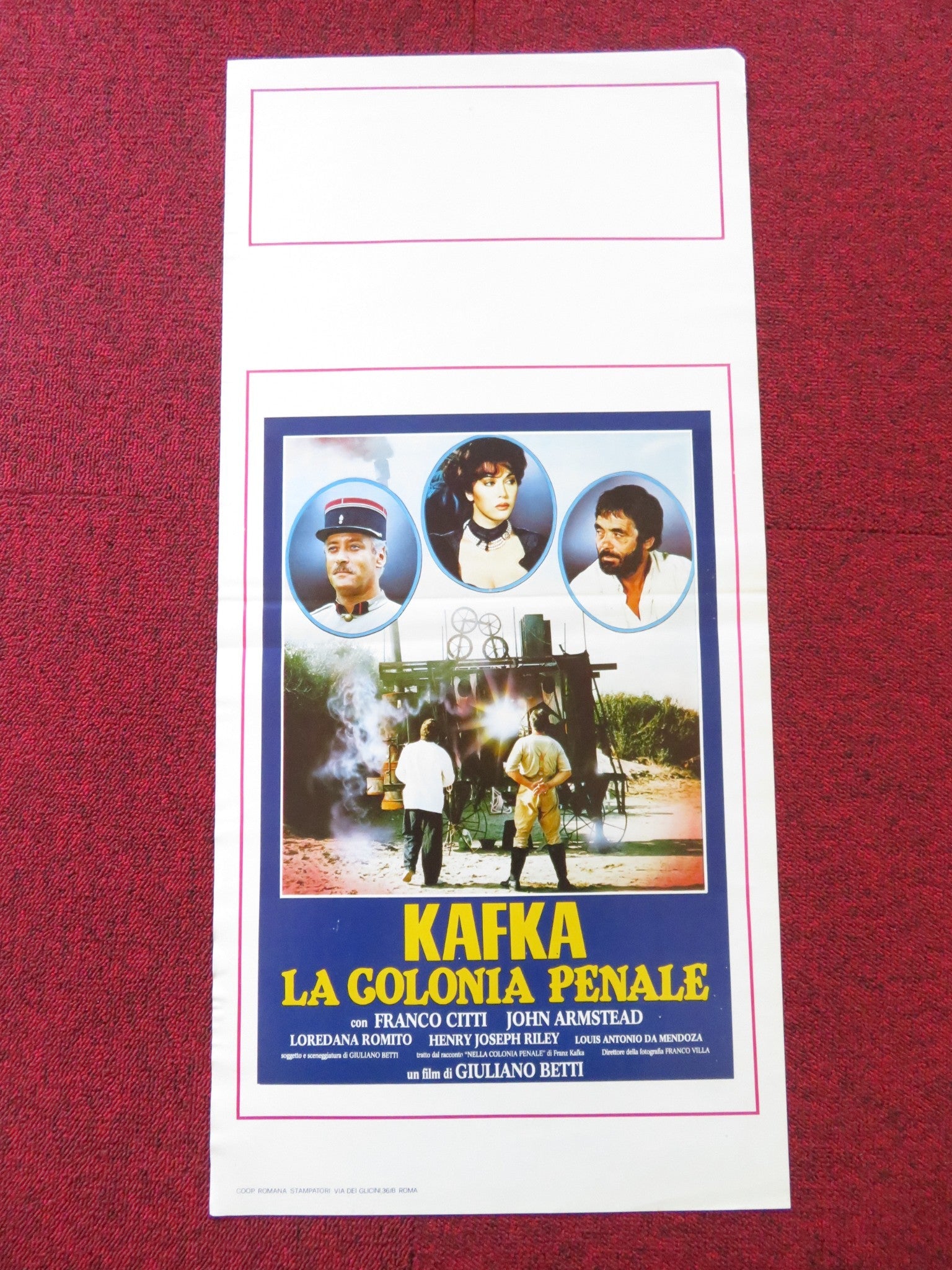 KAFKA LA COLONIA PENALE ITALIAN LOCANDINA POSTER FRANCO CITTI JOHN ARMSTEAD 1988 Rendezvous Cinema Movie posters