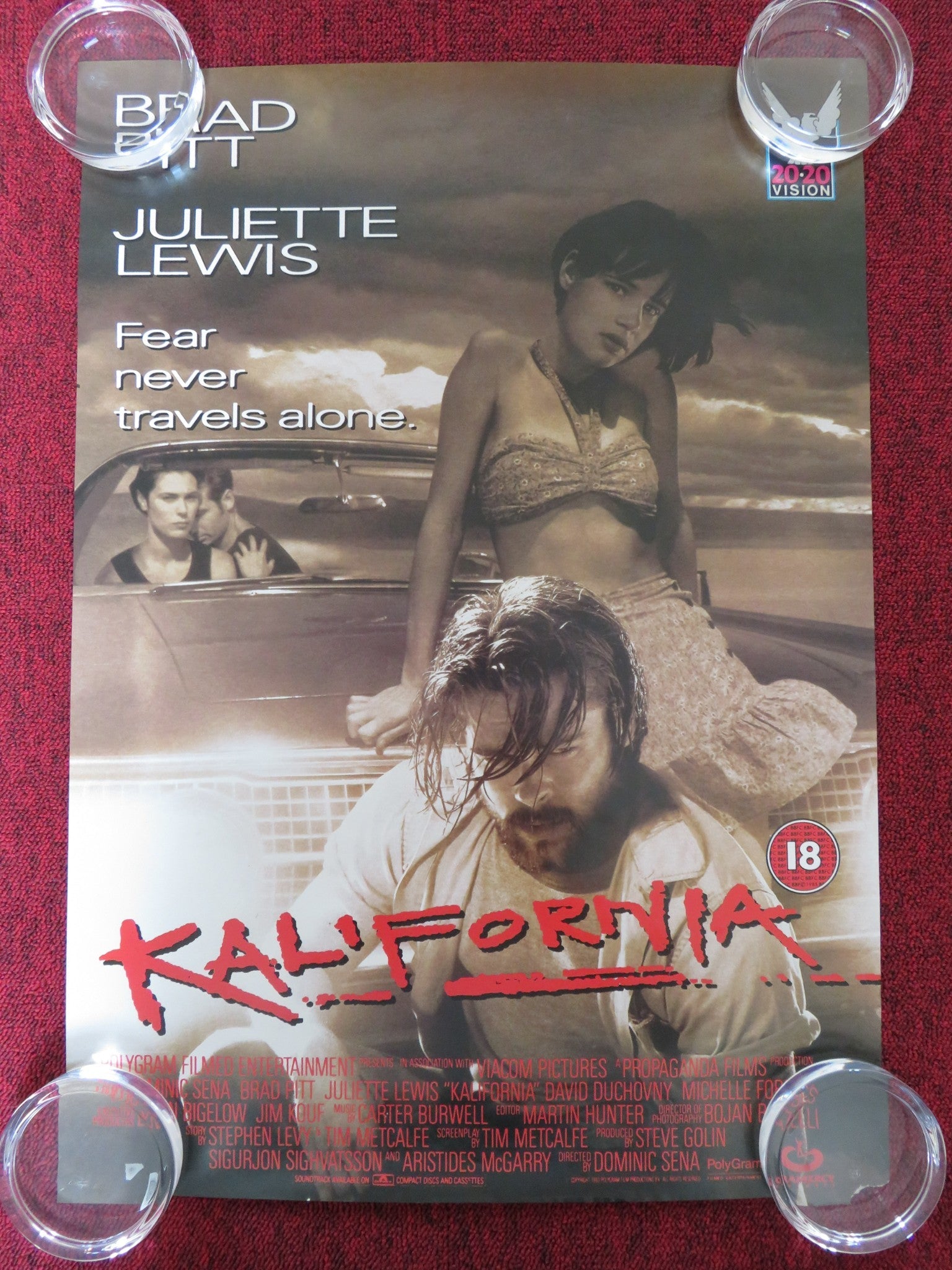 KALIFORNIA VHS VIDEO POSTER BRAD PITT JULIETTE LEWIS 1993 Rendezvous Cinema Movie posters