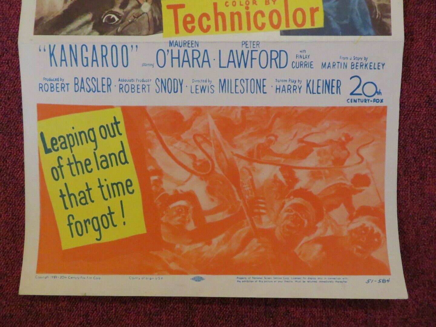 KANGAROO US INSERT (14"x 36") POSTER MAUREEN O'HARA PETER LAWFORD 1952 Movie posters