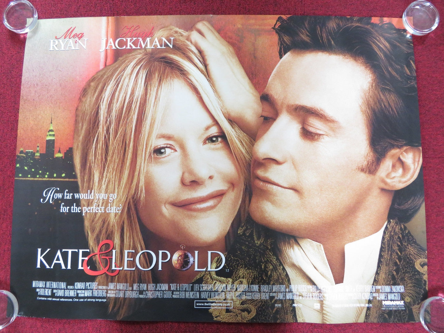 KATE & LEOPOLD UK QUAD (30"x 40") ROLLED POSTER MEG RYAN HUGH JACKMAN 2001 Rendezvous Cinema Movie posters